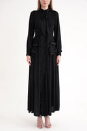 Black Tie-neck long dress 94716