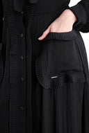 Black Tie-neck long dress 94716