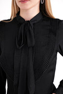 Black Tie-neck long dress 94716