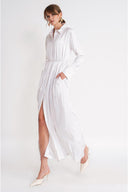 White Loose-fit shirt dress with slit detail 94717