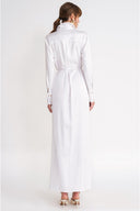 White Loose-fit shirt dress with slit detail 94717