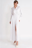 White Loose-fit shirt dress with slit detail 94717