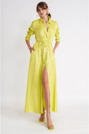Yellow Loose-fit shirt dress with slit detail 94717