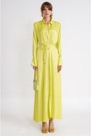 Yellow Loose-fit shirt dress with slit detail 94717