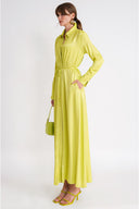 Yellow Loose-fit shirt dress with slit detail 94717