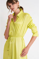 Yellow Loose-fit shirt dress with slit detail 94717
