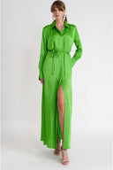 Green Loose-fit shirt dress with slit detail 94717