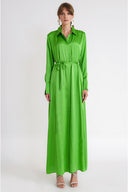 Green Loose-fit shirt dress with slit detail 94717