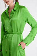 Green Loose-fit shirt dress with slit detail 94717