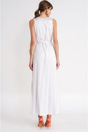 White Sleeveless loose-fit dress with slit detail 94718