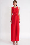Red Sleeveless loose-fit dress with slit detail 94718