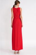 Red Sleeveless loose-fit dress with slit detail 94718