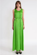 Green Sleeveless loose-fit dress with slit detail 94718