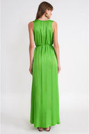 Green Sleeveless loose-fit dress with slit detail 94718