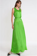 Green Sleeveless loose-fit dress with slit detail 94718