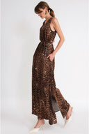 Pars Sleeveless loose-fit dress with slit detail 94718