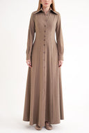 Beige Fitted long shirt dress 94725