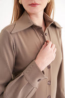 Beige Fitted long shirt dress 94725