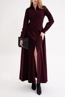 Burgundy Fitted long shirt dress 94725