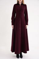 Burgundy Fitted long shirt dress 94725