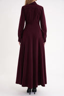 Burgundy Fitted long shirt dress 94725
