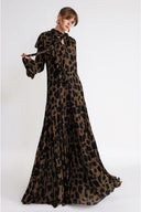 Patterned Long loose-fitting dress with scarf detail 94727