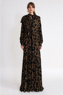 Patterned Long loose-fitting dress with scarf detail 94727