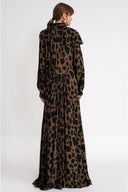 Patterned Long loose-fitting dress with scarf detail 94727