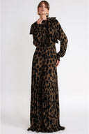 Patterned Long loose-fitting dress with scarf detail 94727