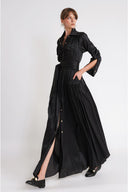 Black Loose fit long shirt dress 94743