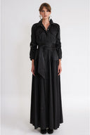 Black Loose fit long shirt dress 94743