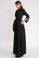 Black Loose fit long shirt dress 94743