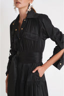 Black Loose fit long shirt dress 94743