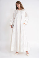 Ecru Detailed stitching abaya 94753