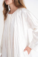 Ecru Detailed stitching abaya 94753
