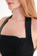 Black Body-hugging halter mini dress with crystal embellishments 94761