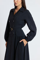 Black Long wrap dress with belt detail 94768