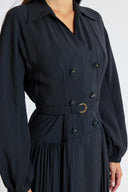 Black Long wrap dress with belt detail 94768