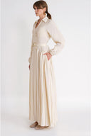 Ecru Long wrap dress with belt detail 94768
