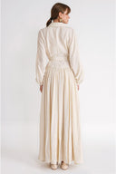 Ecru Long wrap dress with belt detail 94768