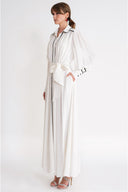 White Belted long shirt dress with piping detail 94774