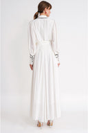 White Belted long shirt dress with piping detail 94774
