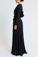 Black Textured Zipped hooded maxi  dress 94781