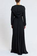 Black Textured Zipped hooded maxi  dress 94781