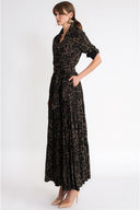 Brown Pleated long shirt dress 94782