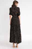 Brown Pleated long shirt dress 94782