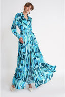 Turquoise Shirt dress with gather detail 94786
