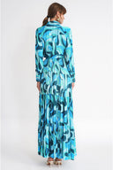 Turquoise Shirt dress with gather detail 94786