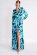 Turquoise Shirt dress with gather detail 94786