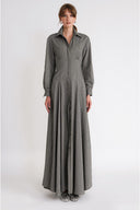 Gray Long shirt dress with corset-style detailing 94788